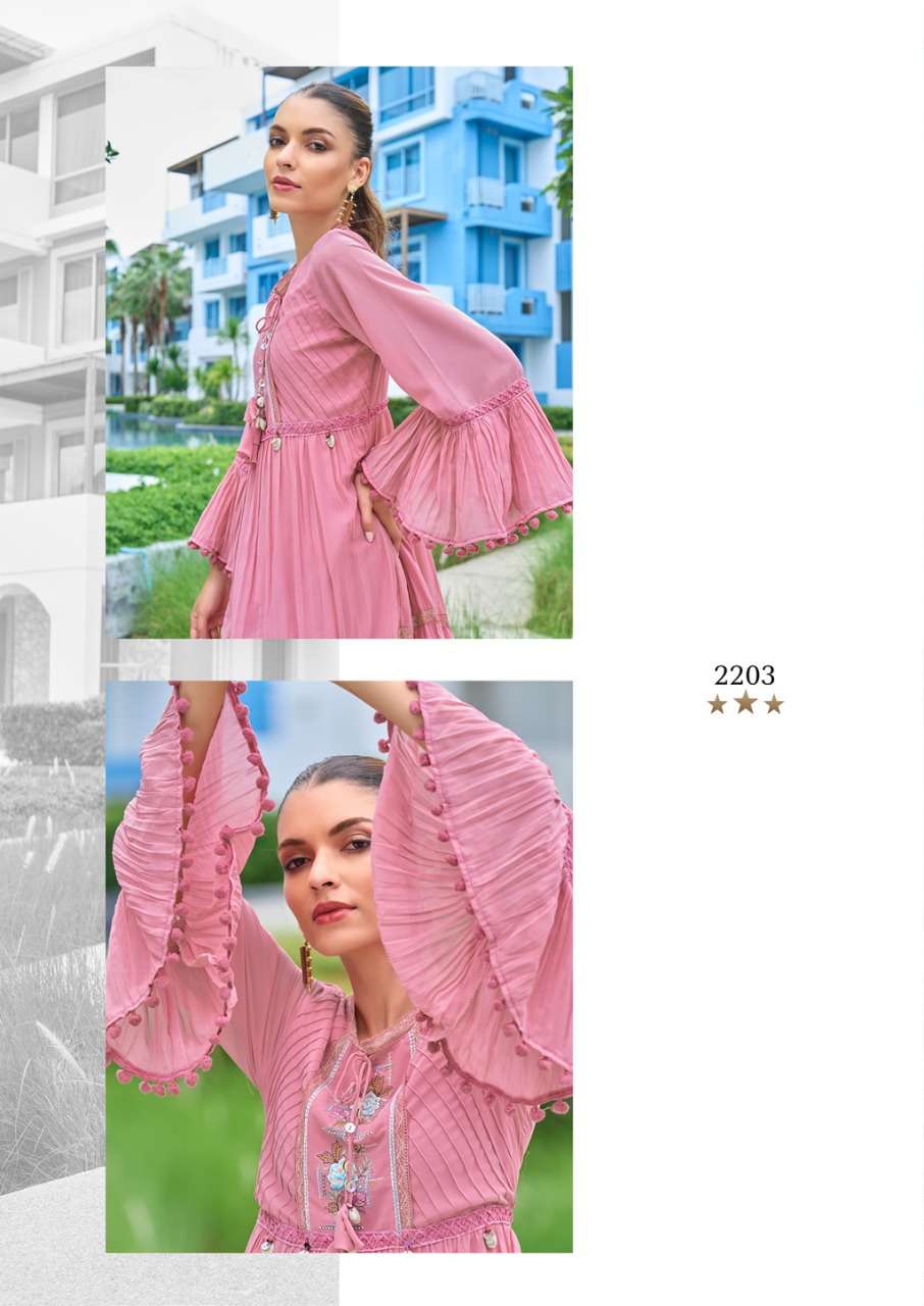 S3forever-tunic Vol 1-fabric-georgette-heavy Foxs-embroiderwork-kurti- Heavy-royal Crape-inner-2203-c